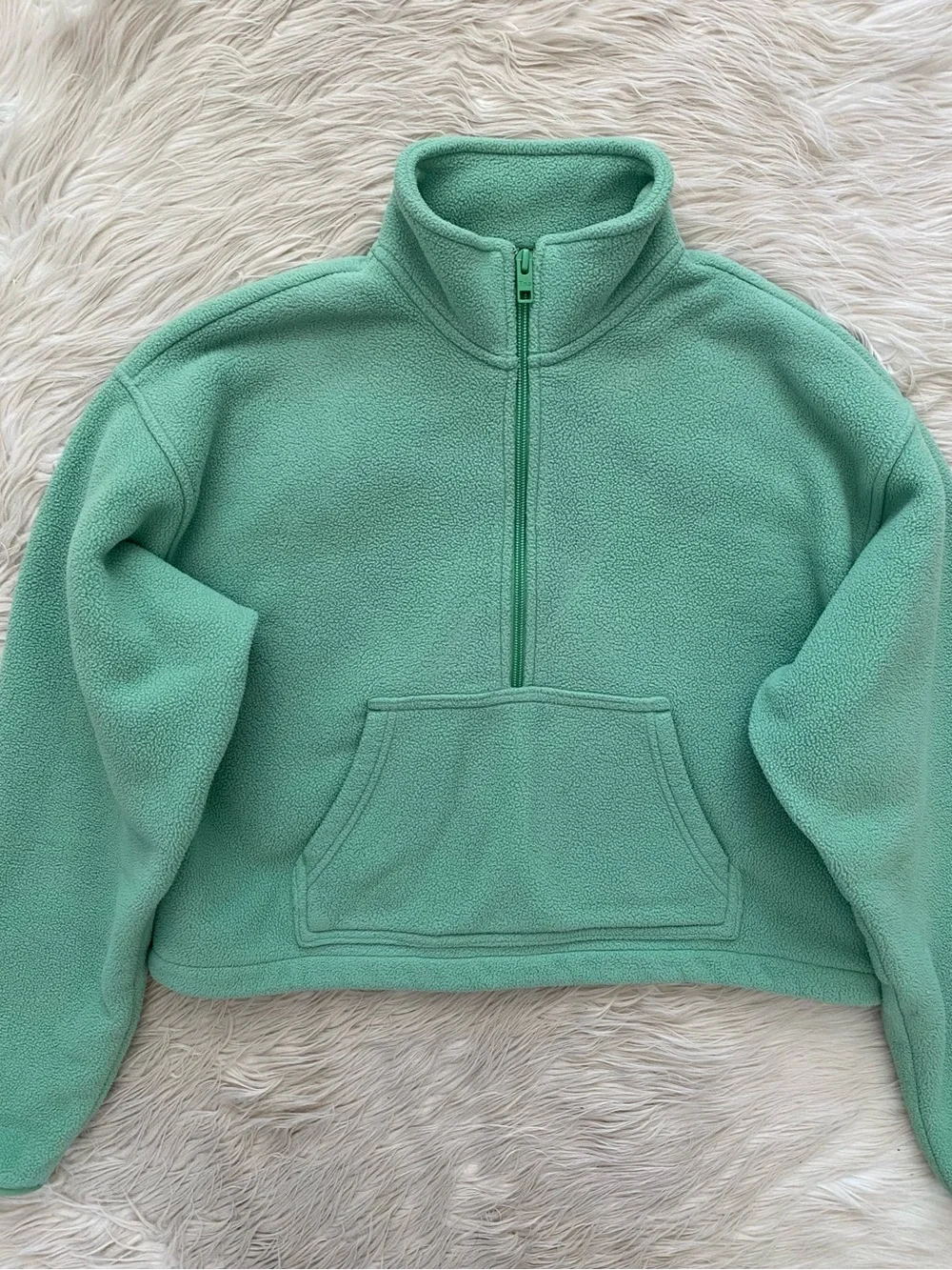 Aritzia TNA Lena Polar 1/2 Half Zip Fleece Sweater Pullover Light Green S - Picture 3 of 11